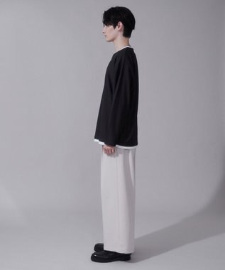 WEGO フェイクレイヤードキーネックT（LS） ブラック中濃色