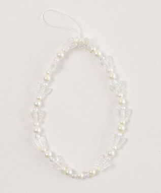 WEGO ビーズストラップキーホルダーJ ホワイト