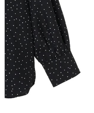 Green Parks ＢＰ　ケア楽　スタンドフリルブラウス Dot Black