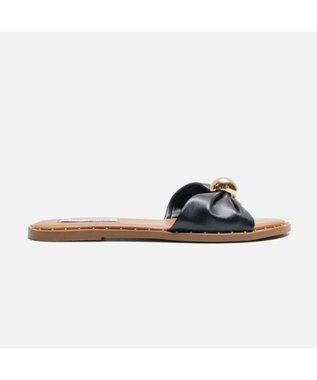 STEVE MADDEN DISPYギャザーリボンフラットサンダル ブラックレザー