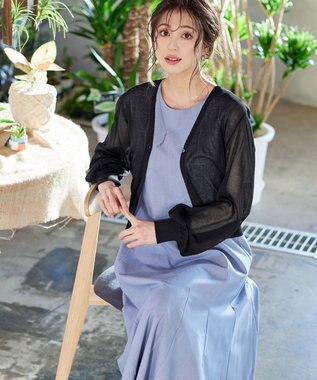 Tiaclasse L 【洗える】裾フレアAラインワンピース ブルー