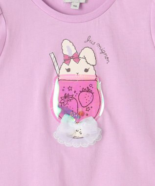 ANY KIDS シャラシャラ ビーズ入り Tシャツ ライラック×ウサギ