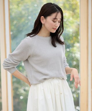 ANY 【手洗い可/UVカット】シャイニーコットンニット グレー