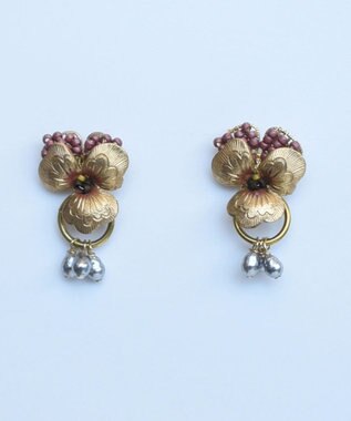 monshiro 【パール】ビオラ ピアス（レッド） ゴールド