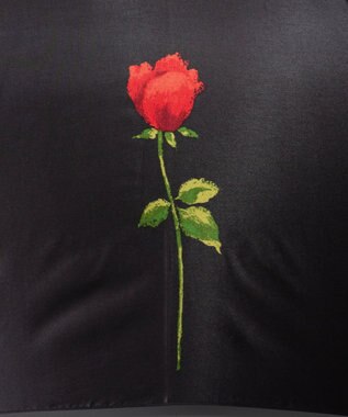 AURORA シャルルジョルダン　ポリエステルサテン　ローズプリント耐風傘 ブラック