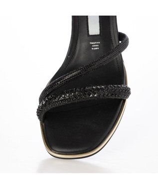 MODE ET JACOMO <MODE ET JACOMO>ラインストーンストラップミュールサンダル ブラック