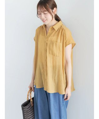 Te chichi 【7色展開】シャンブレーボイルフレンチスリーブシャツ マスタード