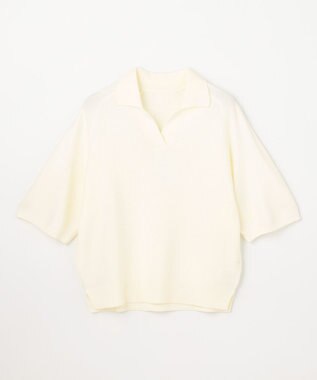 ANY L アクリルガーターポロ衿ニット エクリュ