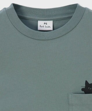 Paul Smith キャット プリント 長袖Tシャツ グレイッシュブルー