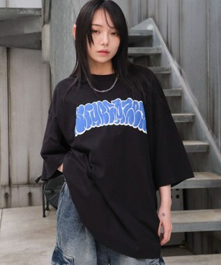 WEGO 【ユニセックス着用ITEM】アクセ付きグラフィックT（SS） ブラック