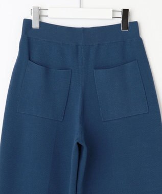 自由区 S 【セットアップ対応・洗える】レーヨンストレッチニットワイド パンツ リッツブルー系