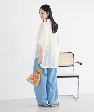 earth music&ecology ランダムプリーツシャツ Off White