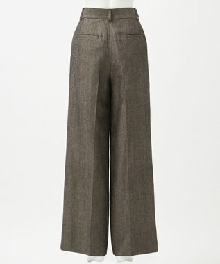 23区 【GOLD LABEL】ウールリネンツイル ワイドパンツ ダークブラウン系