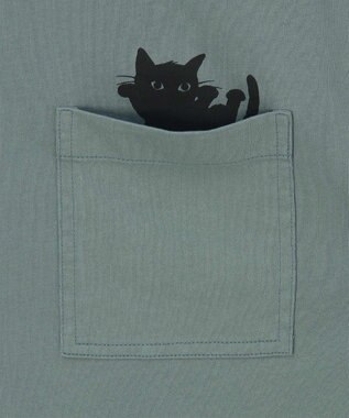 Paul Smith キャット プリント 長袖Tシャツ グレイッシュブルー