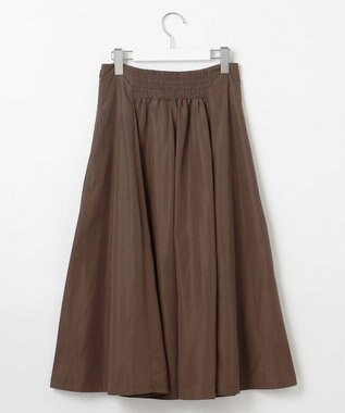 Feroux 【洗える】タフタフレア スカート ダークブラウン系