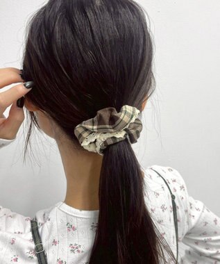 WEGO Lレースフリルラメチェックシュシュ