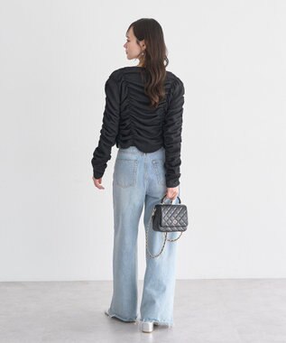 earth music&ecology フロントホックシャーリングトップス Black