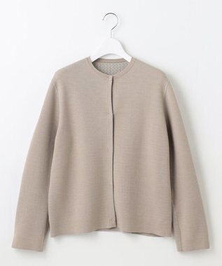 自由区 【洗える】リバーシブルニット セットアップ(カーディガン×タイトスカート) グレージュ×アクア