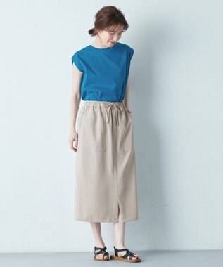 ANY 【接触冷感/UVケア】ビューティベーシックノースリーブタックTシャツ ブルー