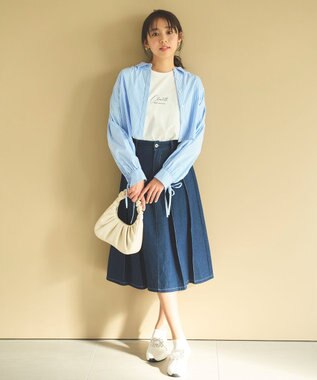 Feroux 【ONWARD CROSSET MAG掲載・2WAY】リボンクロップド シャツ スカイブルー系1