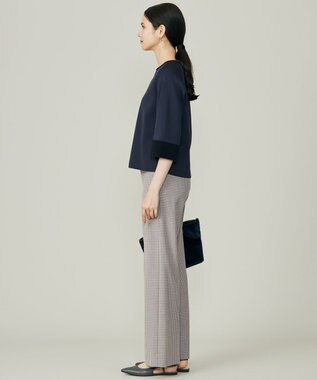 自由区 L モールブロッキング ニット ネイビー