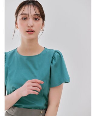 ANY SIS 【接触冷感】美人 フリルスリーブ カットソー ブルーグリーン