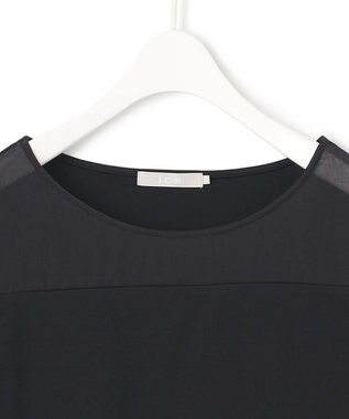 ICB L 【洗える】 PlaXフィラメントジャージー シアーコンビカットソー ブラック系