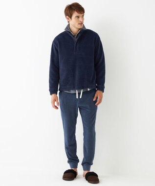 JOSEPH ABBOUD MOUNTAIN 【SPACE／UNISEX】ボアソリッド プルオーバー ネイビー系