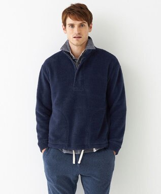 JOSEPH ABBOUD MOUNTAIN 【SPACE／UNISEX】ボアソリッド プルオーバー ネイビー系