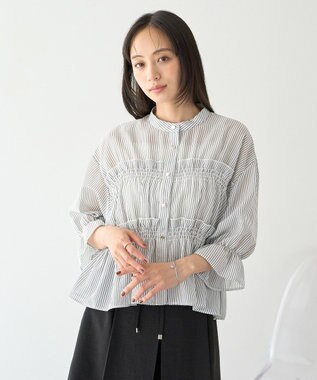 earth music&ecology シャーリングストライプシャツ Stripe Black
