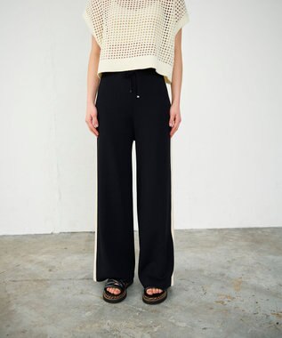 GRACE CONTINENTAL バイカラーニットパンツ ブラック