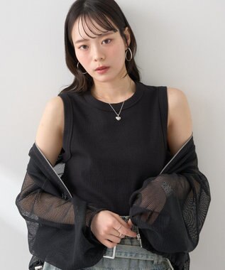 earth music&ecology リブタンクトップ Black