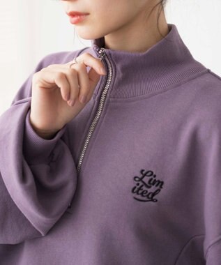 WEGO 【新色追加】ドロストデザインハーフZIPスウェット パープルその他