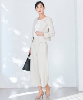 ANY SIS 【セットアップ対応】セレモニーダブルクロス ノーカラー ジャケット ライトグレー