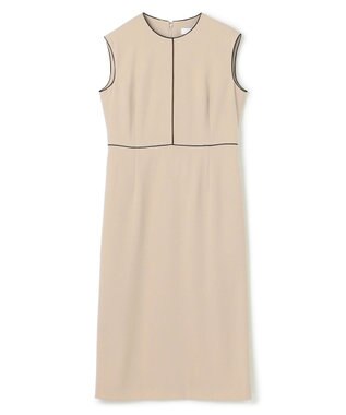 BEIGE， 【洗える・L-size】CINDY / クルーネックドレス Sheer Orange × White