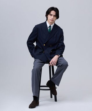 J.PRESS MEN 【J.PRESS ORIGINALS】【UNISEX】Wool Polyester Stretch Toropical 4B Blazer / Baggy-Fit ネイビー系