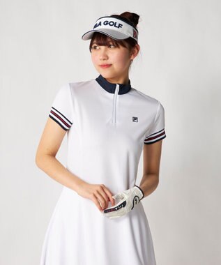 FILA GOLF／marie claire 【FILA GOLF】ハーフジッププリーツワンピース ホワイト
