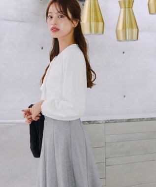 Tiaclasse 【洗える・スマート裏起毛】ジョーゼットフリルブラウス オフホワイト