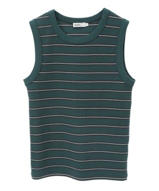 earth music&ecology リブタンクトップ Border Green