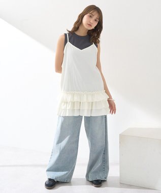 earth music&ecology リブタンクトップ Charcoal Gray