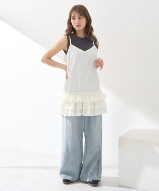 earth music&ecology リブタンクトップ Charcoal Gray