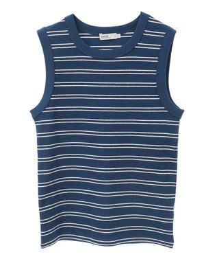 earth music&ecology リブタンクトップ Border Blue