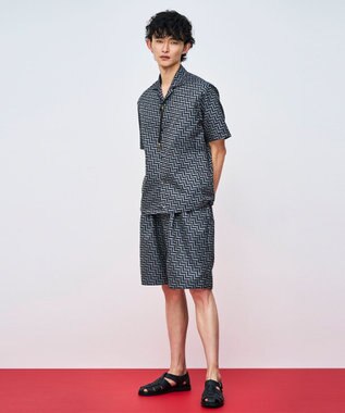 JOSEPH HOMME 【HIGH GRADE LINE】カスリシェブロンジャガード　ドロスト付ワイドショートパンツ / WAVE 2TUCK SHORTS ブラック系5