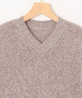 組曲 L 【WEB限定・前後着用可】コットンポリエステル杢プルオーバー ニット ブラウン系