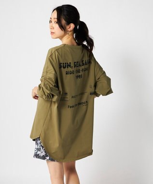 OP／FILA 【RUSTY】らくティブ｜プリント長袖Tシャツ カーキ