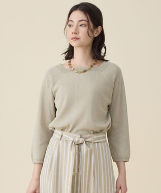 自由区 L ペーパーコットンスクエアネックニット プルオーバー