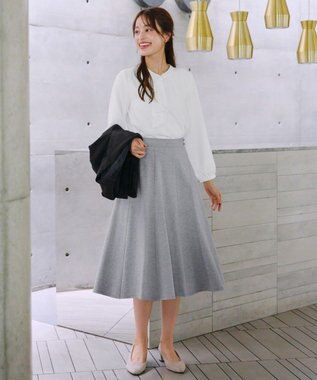 Tiaclasse 【洗える・スマート裏起毛】ジョーゼットフリルブラウス オフホワイト