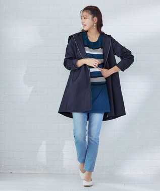 Tiaclasse 【洗える】マルチボーダーニットチュニック ターコイズ