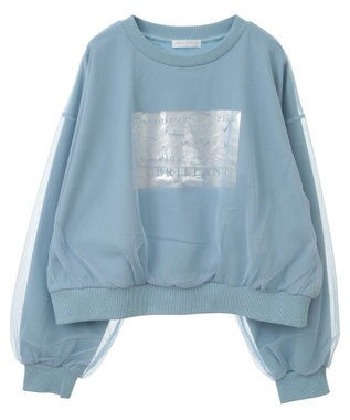 Green Parks 箔プリントチュール重ねプルオーバー Sax