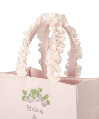 Maison de FLEUR いちごフリルハンドルスクエアトートバッグ Pink